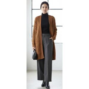 NILI LOTAN X TARGET Longline Cable Knit Duster Cardigan Medium Wool in Rust